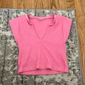 Vibrant Pink Women's Ribbed Crop Top